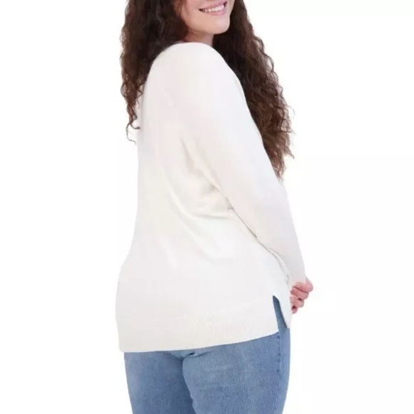 Lucky Brand Women's Cream V-Neck Sweater, X-Large - Picture 2 of 15